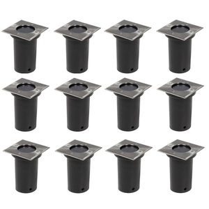 vidaXL Ilumina&ccedil;&atilde;o para ch&atilde;o de exterior 12 pcs quadrado
