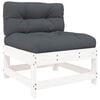 vidaXL 3pcs conjunto lounge jardim c/ almofadões madeira maciça branco