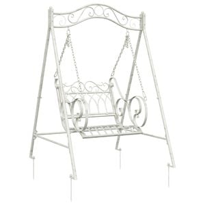 vidaXL Banco de Balan&ccedil;o A&ccedil;o 113 x 121,5 x 168 cm Branco Antigo