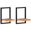 vidaXL Prateleiras de parede 2 pcs 25x25x35 cm ac&aacute;cia maci&ccedil;a e a&ccedil;o