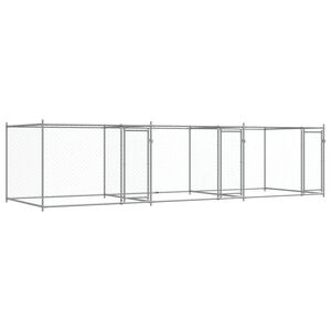 vidaXL Jaula para cão com portas 6x2x1,5 m aço galvanizado cinzento