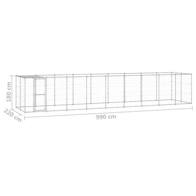vidaXL Canil de exterior com telhado 21,78 m² aço galvanizado