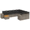 vidaXL 10 pcs conjunto sof&aacute;s de jardim c/ almofad&otilde;es vime PE cinzento