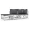 vidaXL 3 pcs conjunto lounge de jardim com almofad&otilde;es a&ccedil;o branco