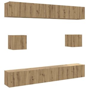 vidaXL Conjunto de arm&aacute;rio TV parede 6 pcs madeira carvalho artisiano