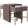 vidaXL 5 pcs conjunto de bar p/ jardim c/ almofad&otilde;es vime PE castanho
