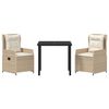 vidaXL Conjunto de Jantar para Jardim 3 pcs Bege e Cinza Claro vime PE