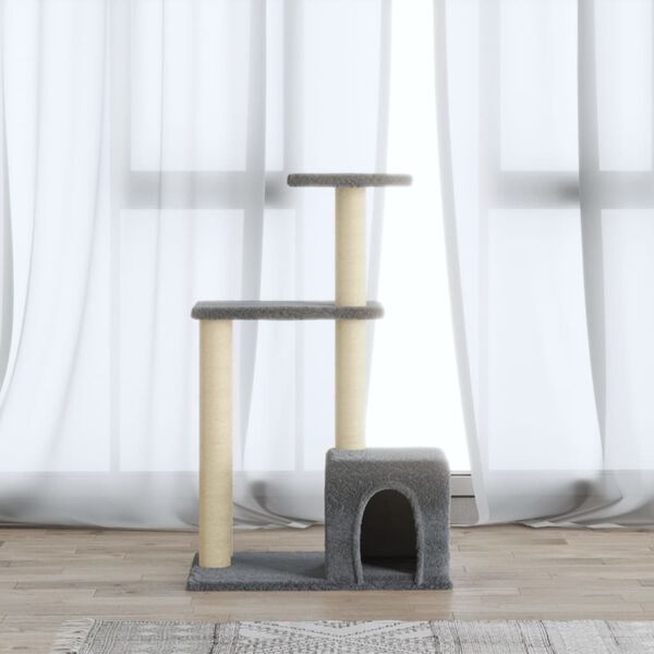vidaXL &Aacute;rvore p/ gatos c/ postes arranhadores sisal 71 cm cinza-claro