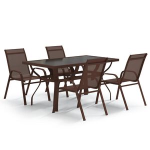 vidaXL 5 pcs conjunto de jantar para jardim castanho e preto