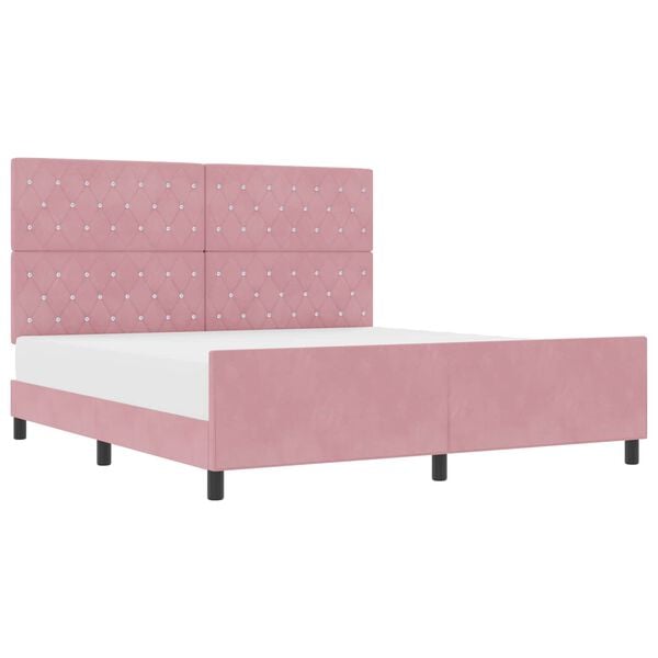 vidaXL Cama Box com cabeceira Rosa 180 x 200 cm Veludo