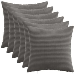 vidaXL Capa almofada 6 pcs HEERLEN Cinzento-Escuro 30 x 30 cm cord&atilde;o
