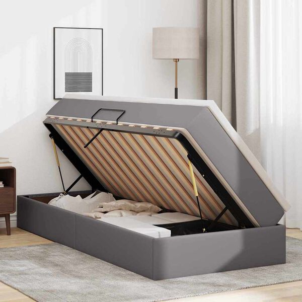 vidaXL Cama com arruma&ccedil;&atilde;o e colch&atilde;o com colch&atilde;o Cinzeto 90 x 200 cm