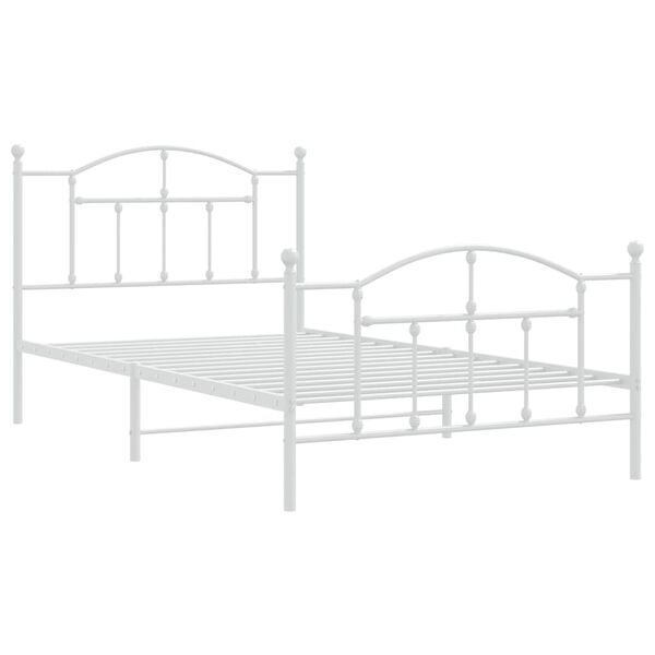 vidaXL Estrutura de cama com cabeceira e pés 100x200 cm metal branco
