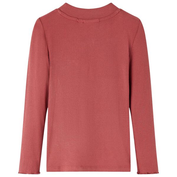 T-shirt manga comprida para crian&ccedil;a de meia gola vermelho-queimado 140