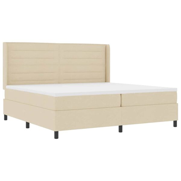 vidaXL Cama Box com colch&atilde;o com cabeceira Creme 200 x 200 cm tecido