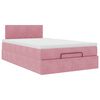 vidaXL Estrutura de cama otomana com colch&atilde;o 120x200 cm veludo rosa