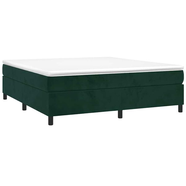 vidaXL Cama com molas/colch&atilde;o 200x200 cm veludo verde-escuro