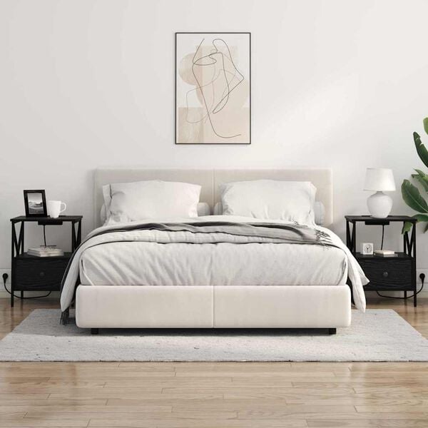 vidaXL Armário de Cabeceira Carvalho Preto 41,5 x 40,5 x 55 cm