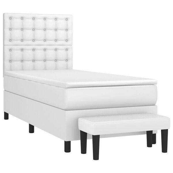 vidaXL Cama com molas/colchão 80x200 cm couro artificial branco
