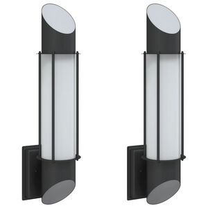 vidaXL Candeeiros de parede p/ exterior 2 pcs a&ccedil;o inoxid&aacute;vel preto