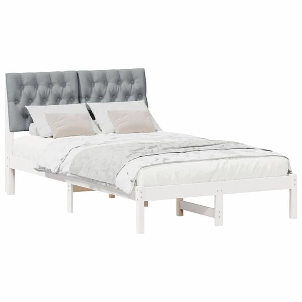 vidaXL Estrutura de Cama com Cabeceira Estofada Branco 120 x 200 cm