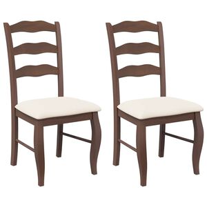 vidaXL Cadeiras de jantar com almofad&otilde;es 2 pcs madeira maci&ccedil;a castanho