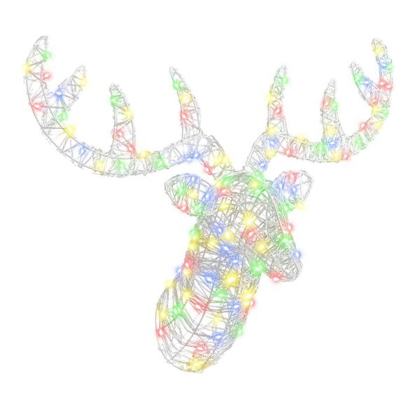 vidaXL Cabe&ccedil;a de Rena com 140 LEDs colorido 68 x 36,5 x 62,5 cm Acr&iacute;lo