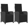 vidaXL Cadeiras jardim reclin&aacute;veis 2 pcs c/ apoio de p&eacute;s vime PE preto
