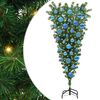 vidaXL &Aacute;rvore de Natal Artificial Pr&eacute;-iluminada de Cabe&ccedil;a Para Baixo com Conjunto de Bolas