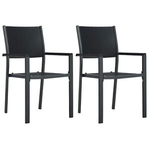 vidaXL Cadeiras jardim 2 pcs pl&aacute;stico preto aspeto vime