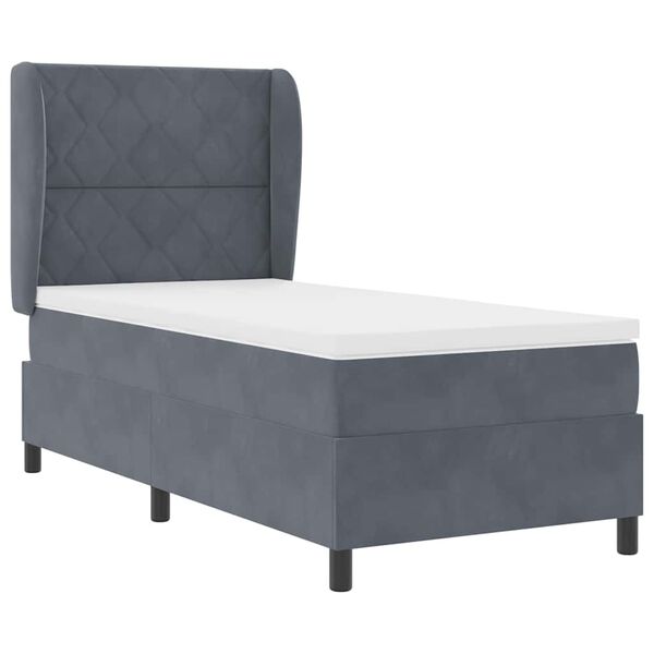 vidaXL Cama Box com colch&atilde;o Cinza Escuro 200 x 100 cm Veludo