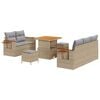 vidaXL Conjunto de Sof&aacute; de Jardim 8 unid. Bege vime PE