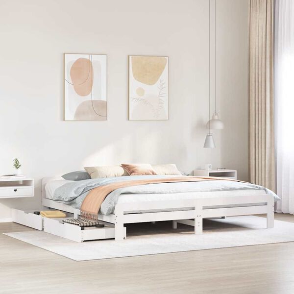 vidaXL Cama sem colch&atilde;o 180x200 cm madeira de pinho maci&ccedil;a branco
