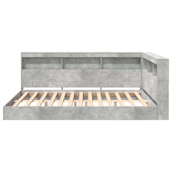 vidaXL Cama com Estante com cabeceira Cinzento cimento 140 x 200 cm