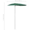 vidaXL Guarda-sol semicircular com mastro 180x90 cm verde