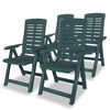 vidaXL Cadeiras de jardim reclin&aacute;veis 4 pcs pl&aacute;stico verde
