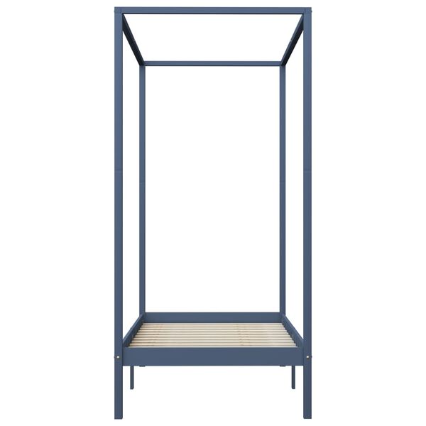 vidaXL Estrutura de cama com toldo 100x200 cm pinho maciço cinzento