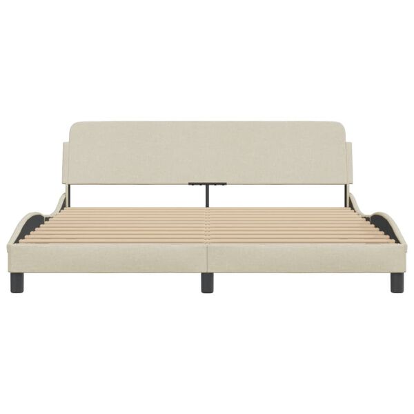 vidaXL Estrutura de cama Dover 160x200 cm tecido cor creme