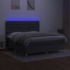 vidaXL Cama box spring c/ colch&atilde;o e LED 180x200 cm tecido cinza-escuro