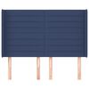 vidaXL Cabeceira de cama c/ abas tecido 147x16x118/128 cm azul