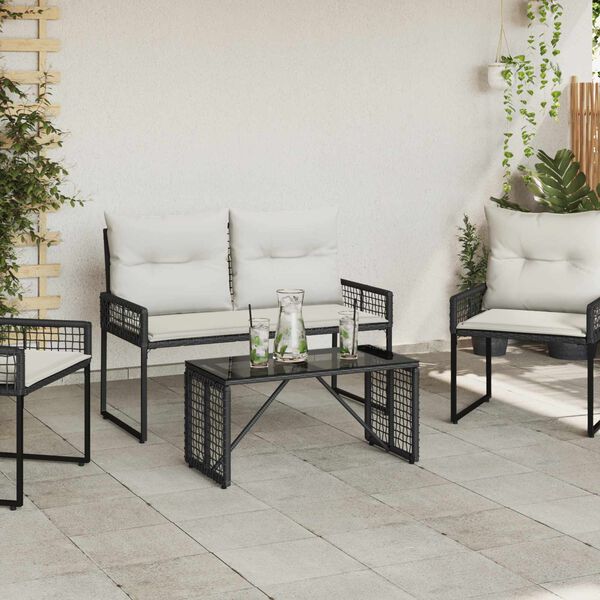 vidaXL Mesa de Exterior Preto 80 x 40 x 40 cm Rattan PE e Vidro