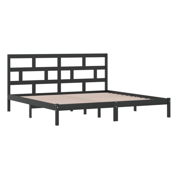 vidaXL Estrutura de cama 200x200 cm pinho maci&ccedil;o preto