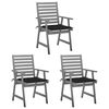 vidaXL Cadeiras de jantar p/ jardim 3 pcs c/ almofad&otilde;es ac&aacute;cia maci&ccedil;a