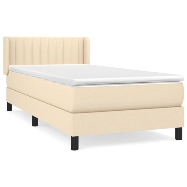 vidaXL Cama com molas/colch&atilde;o 90x190 cm tecido cor creme