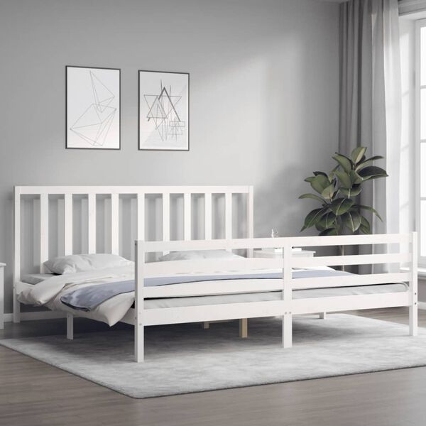 vidaXL Estrutura cama Super King Size c/ cabeceira madeira branco