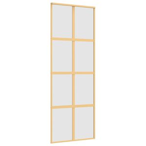 vidaXL Porta deslizante 76x205 cm vidro ESG fosco/alum&iacute;nio dourado