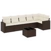 vidaXL 7 pcs conjunto de sof&aacute;s jardim c/ almofad&otilde;es vime PE castanho