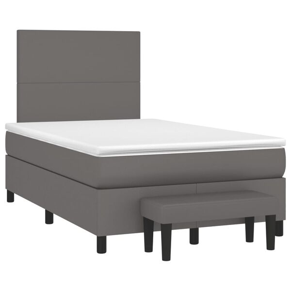 vidaXL Cama boxspring com colch&atilde;o 120x190 cm couro artificial cinzento