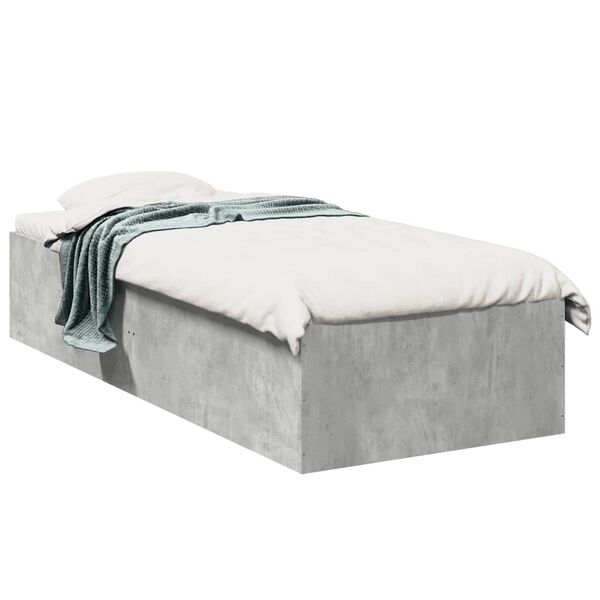 vidaXL Estrutura de cama 90x190 cm derivados de madeira cinza cimento