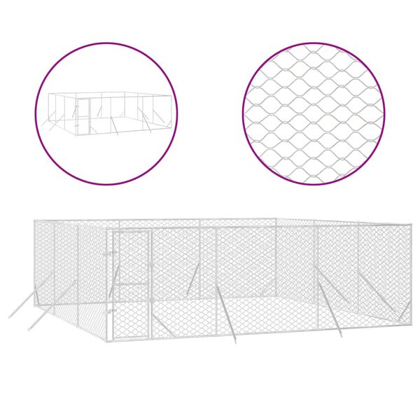 vidaXL Canil de exterior 6x6x2 m a&ccedil;o galvanizado prateado